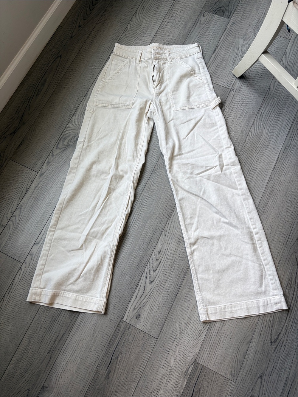 Women’s cream Carpenter Pants - Wide Leg Casual Trousers